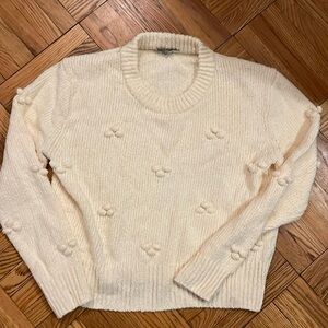 Madewell off white 3D pom bubble popover knit sweater